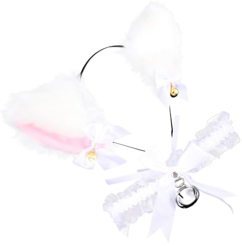 Hohopeti Diadema con Orejas de Gato Peluche y Collar con Campana Conjunto Cosplay para Fiesta Halloween y Cosplay Accesorios para Niñas y Mujeres Diseño y Duradero
