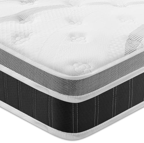 Warmiehomy 25CM Small Double Mattress, 9 Zone Orthopedic Memory Foam Hybrid Pocket Spring Mattress, Medium Firm Motion Isolation Mattress for Body Support & Pressure Relief