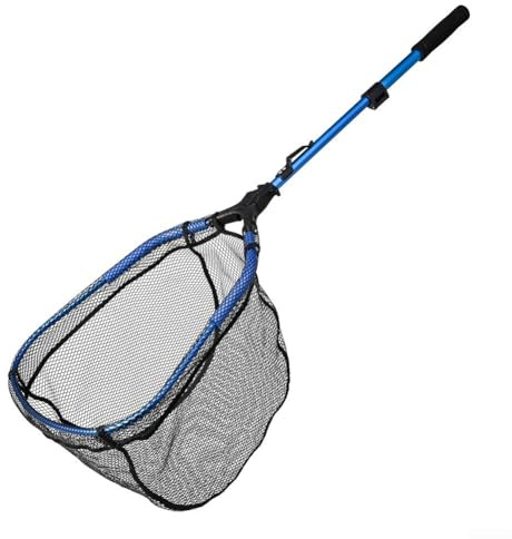 Yuanpgky Épuisette de pêche pliable rétractable de 107 cm en alliage d'aluminium pour flotteurs de bassin, design télescopique avec fonction flottante, 2 sections, 480 g léger