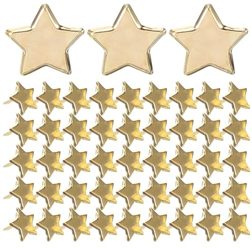 ifundom 50 Stück Packung Metall Stern Brads Goldfarben Scrapbook Papierklammern Selbstgemacht Bastel Nägel für Kinderbasteln Hochzeitsdeko Künstlerbedarf