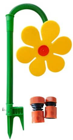 Irrigatore automatico a forma di fiore, spruzzatore rotante a 360° per giardino e divertimento estivo (giallo)