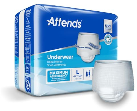 Attends Adult Absorbent Underwear, Large [72 Count] - Maximum Absorbency for Men and Women - Disposable Pull-On Diapers with Tear-Away Sides and Breathable Waistband - AP0730