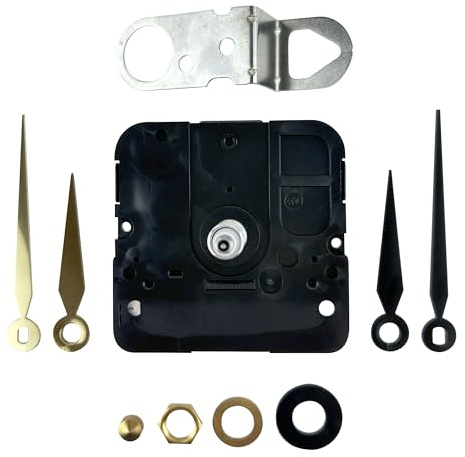 Takane National Artcraft Clock Movement Kit Includes Black and Gold Hands and Mechanism with 9/16 Inch Threaded Mounting Shaft - Fits Clock Thickness up to 5/16 Inch