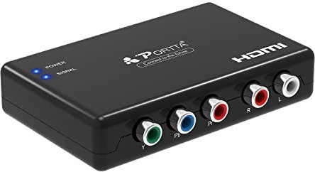 Portta Component zu HDMI Konverter RGB YPbPr + R/L to HDMI Converter Video (YPbPr) Audio zu HDMI Adapter 1: 1 Übertragung Unterstützung HD 1080P für PS2 PS3 STB Xbox360 DVD HDTV/Projektor/Monitor
