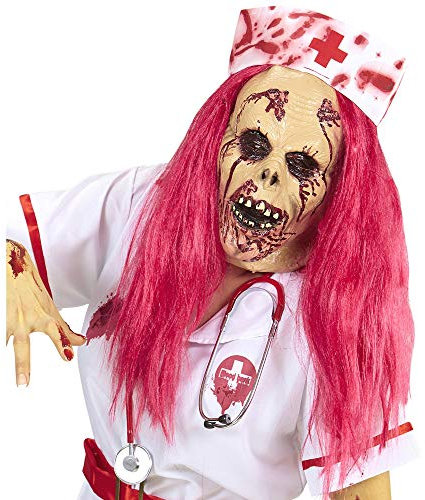 WIDMANN MILANO PARTY FASHION W Demi-Masque infirmière Zombie, Mixte Adulte, 11010469, Rouge, Taille Unique