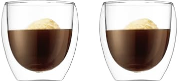Bodum 8oz Pavina Double Wall Glasses, High Heat Borosilicate Glass, Set of 2, Clear