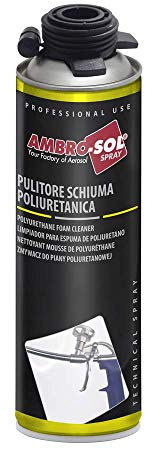 Ambro-Sol - P302 Pulitore Schiuma Poliuretanica, Rimuove Residui di Schiuma Poliuretanica da Attrezzaturee da Indumenti, Bomboletta Spray in Banda Stagnata 100% Riciclabile all'Infinito da 500 ml