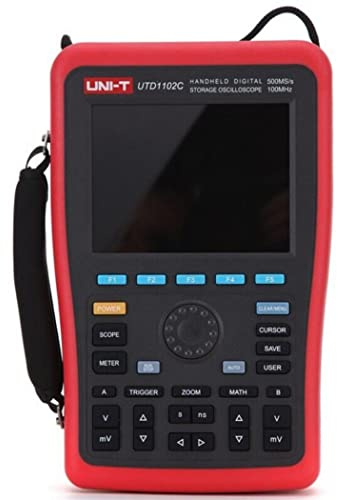 UNI-T UTD1102C Handheld Digitales Oszilloskop mit 2 Kanäle 100 MHz, 500 Msa/s,Messung für Spannung Strom Widerstand, 5 Display Zähler, 5,7 Zoll TFL LCD Display, 2 in 1: Multimeter & Oszilloskope