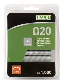 SALKI | Agrafes de Grillage Ω20 | Pack d'Agrafes en Acier Galvanisé Omega-20 | Diamètre 2mm | Parfait pour l'Agrafage de Clôtures | 1000 pièces