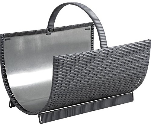 AUBRY GASPARD Série de 2 paniers à bûches en rotin synthétique et Aluminium