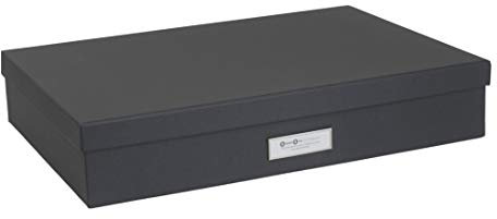 BIGSO SVERKER Dokumentenbox für Unterlagen im A3-Format – Schreibtischablage mit Deckel und Griff – Aufbewahrungsbox aus Faserplatte und Papier – dunkelgrau