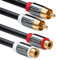 deleyCON 10m Cinch Verlängerung Cinch RCA Verlängerungskabel Stereo Audio Kabel 2x Cinch Stecker zu 2x Cinch Buchse vergoldete Metallstecker Schwarz