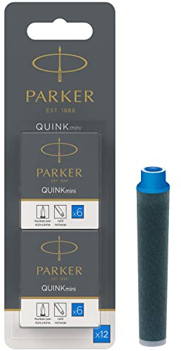 Parker Quink recambios para plumas estilográficas, cartuchos cortos, tinta azul lavable, paquete de 2 נ6