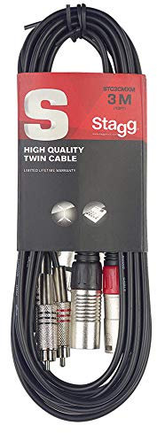 Stagg STC3CMXM Kabel der S-Serie, Doppel-RCA-Stecker auf Doppel-XLR-Stecker, 3 m