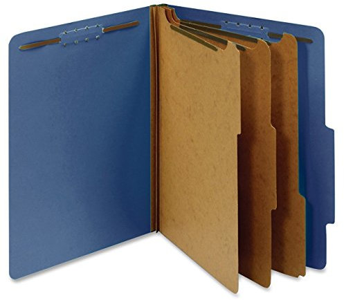 Pendaflex Classification Folders, Standard, 3 Dividers, Embedded Fasteners, 2/5 Cut Tab, Dark Blue, Letter, 10/BX (24096)
