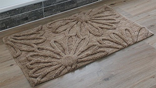 Gözze Exklusiv Hochflor Badteppich Blume 60 x 100 cm, sand