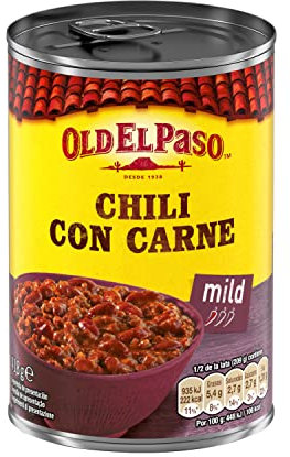Old El Paso Chili Con Carne, Preparado con Alubias Pintas y Ternera, Picante Suave, 1 Lata x 418g