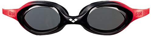 ARENA Unisex Youth Spider Junior Swim Goggles Girls and Boys Ages 6 to 12 No Fog Non-Mirror Lens Easy to Adjust Strap No Leak, Red/Smoke/Black