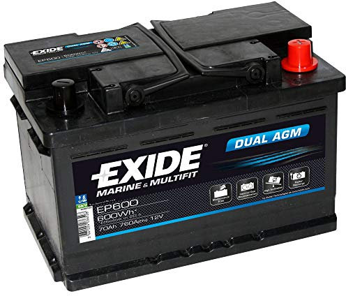 Exide EP600 DUAL AGM Leisure Marine Battery 70 Ah