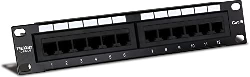 TRENDnet TC-P12C6 12-Port Cat. 6 Unshielded Patch Panel (10 wide) Black