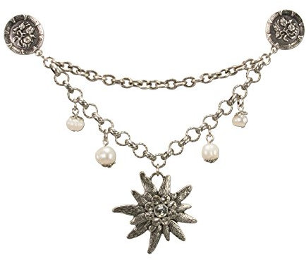 Alpenflüstern Damen Pin-Charivari Strass-Edelweiss Altsilber-Farben DCH03100095