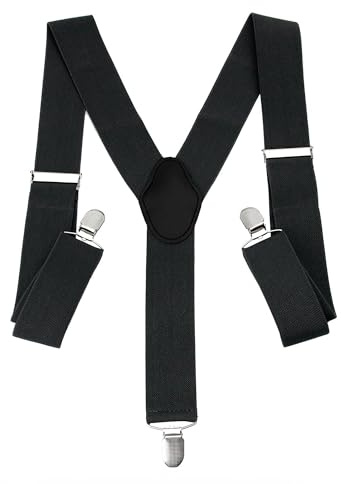 Trimming Shop 35mm Men's Suspender Braces, Adjustable | Elasticated Clip-on Suspenders - Fashion Accessory for Parties, Weddings, Casual, Formal Events