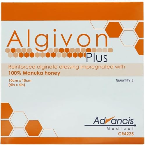 Algivon Plus Manuka Honigalginat Wundkompresse, quadratisch, 10 x 10 cm