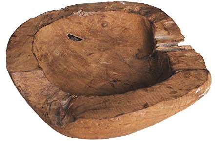 TEAKSCHALE HOLZSCHALE MASSIV TEAK WURZELHOLZ SCHALE 30cm HANDGEFERTIGT INDONESIA