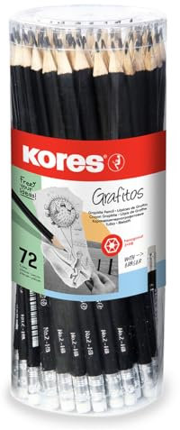 Kores - Grafitos: Bleistifte mit dem Härtegrad HB für Kinder und Erwachsene mit Weicher Mine und Radiergummi, Sechseckige Form, Schul- und Bürobedarf für Schreiben, 72 Stück Packung, 1 stück (72er Pack)