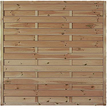 Günstiger Sichtschutz Zaun + Lamellenzaun Maße 150 x 150 cm (Breite x Höhe) aus Kiefer/Fichte Holz, druckimprägniert Berlin Massiv II