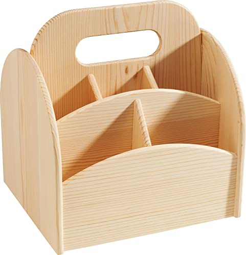 VBS Holz Stiftebox Pinselhalter drehbar 22x20,5x18,5cm Kiefer unbehandelt