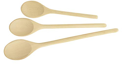 Tescoma 637414 Woody Set 3 Cucchiai Ovali, Legno di Betulla, 20cm + 25cm + 30cm
