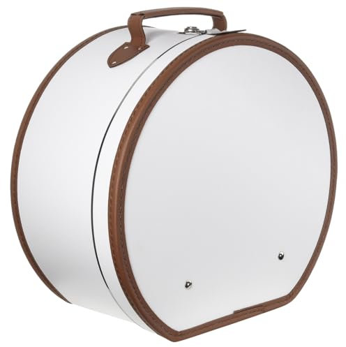 Lierys runder Hutkoffer creme-weiß - Maße: 40 cm x 21 cm - große Hutschachtel aus Kunstleder - Hutbox zur Aufbewahrung mit Tragegriff und Schloss - Koffer für Hüte - auch als Deko für die Wohnung
