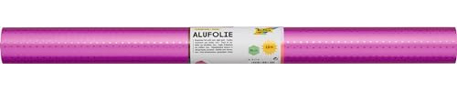folia R 77 ST - Alufolie auf Rolle, doppelseitig kaschiert, mit festlicher Sternchenprägung, ca. 50 cm x 10 m, rosa / rosa - ideal zum Basteln und Verpacken