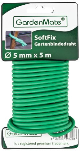 GardenMate Lien de tuteurage 5,0mm x 5m pour Plantes et arbustes - Fil d'acier entouré de Caoutchouc