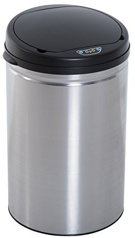 HOMCOM Pattumiera con sensore di Movimento Automatico, 30 l, Contenitore in Acciaio