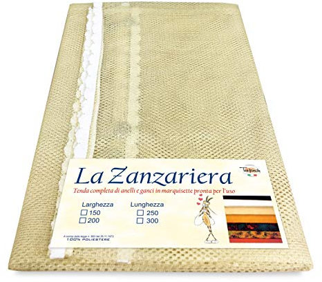 Tex family Tenda Zanzariera da Esterno Balcone Giardino | Rete Anti Insetti con Frangia e Occhielli | Poliestere Resistente | Ideale per Porta e Finestra | Cm. 150x250 | Beige