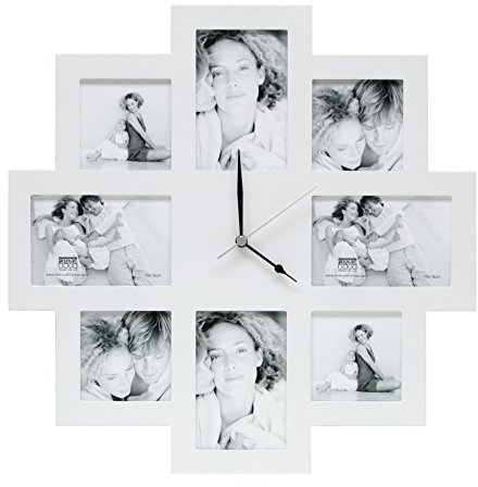 Deknudt Frames S65SM1 Fun & Deco 0x0 Bilderwandrahmen mit Uhr, Weiss, 4X(10x10)+4X(10x15) Holz Fun & Deco