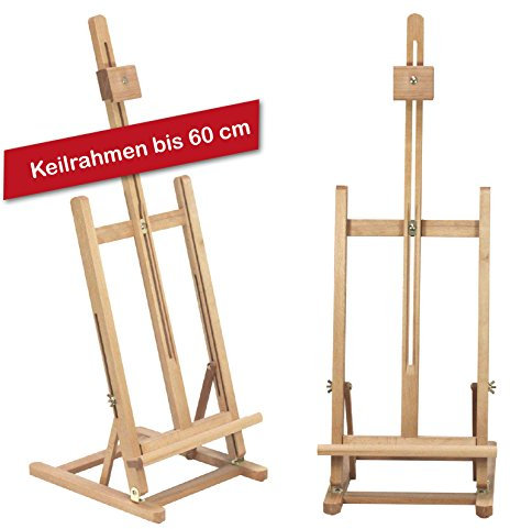Paintersisters Große TISCHSTAFFELEI T-60 aus Buche FSC® für Keilrahmen bis 60 cm, Sitzstaffelei, Winkel und Malhöhe einstellbar