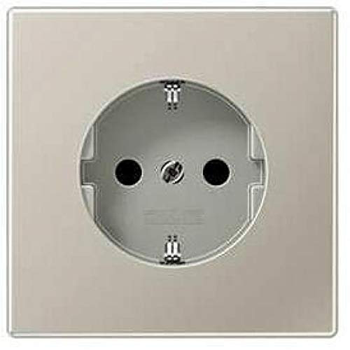 Jung Schuko Steckdose 16 A 250 V mit Berührungsschutz ohne Befestigungskrallen Serie LS Edelstahl, 1 Stück, ES 1520 NKI