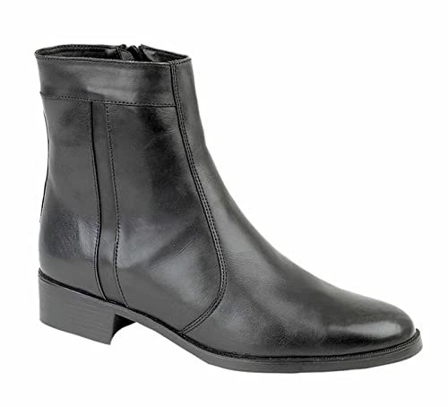 Mens 'SCIMITAR' Fashion Leather Zip Boots - Black Leather, Mens UK 11 / EU 45
