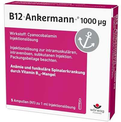 B12 Ankermann® B12 Injekt, Vitamin B12 1000 µg - Effektiv und schnell gegen Vitamin B12 Mangel, 5 Amp. à 1 ml