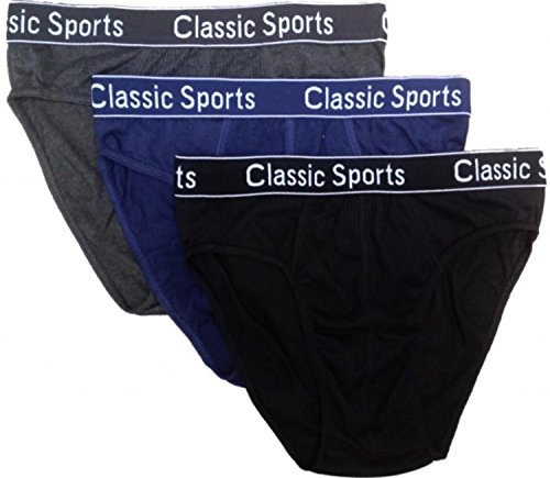3 Pairs of Mens Designer Classic Sports Traditional Hipster Briefs Pants - Available in Sizes Small/Medium/Large/X Large/XX Large (Medium (Waist 33-35))