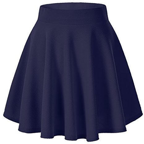 Urban GoCo Falda Mujer Elástica Plisada Básica Patinador Multifuncional Corto Falda (XL, Azul Marino)