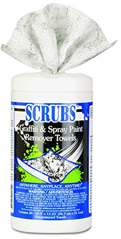 Scrubs 90130CT Graffiti & Paint Remover Towels, 10 x 12, 30 Per Can (Case of 6)