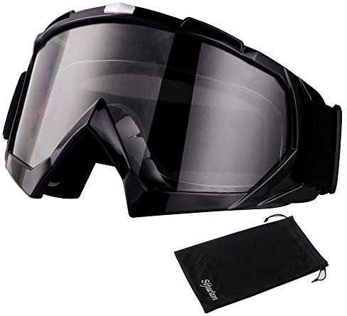 Japace Motorradbrillen Skibrille Anti Fog UV Schutzbrille mit Double Lens Schaumstoffpolsterung für Outdoor Aktivitäten Skifahren Radfahren Snowboard Wandern Augenschutz (Schwarz, Saubere Linse)