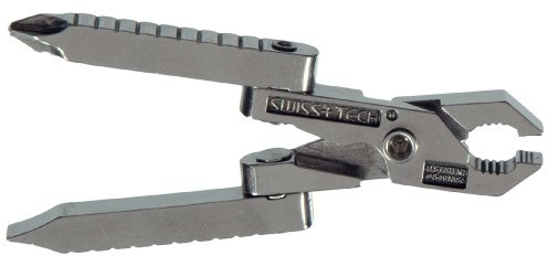 SWISS+TECH ST50022 Multiverktyg i rostfritt stål, 6-i-1-verktyg, nyckelringsverktyg, polerad finish (1-pack)