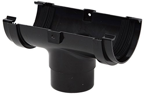 RM305b Black Polypipe Mini Gutter Running Outlet Half Round for shed, Conservatory, Porch etc Mini guttering 75mm NOT Standard guttering - Smaller