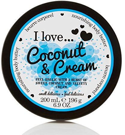 I LOVE Beurre Corporel Noix de Coco & Crème 87% d’Ingrédients d’Origine Naturelle avec Beurre de Karité & Huile de Coco – Soin Nourrissant & Hydratant pour une Peau Douce & Souple Vegan 200ml