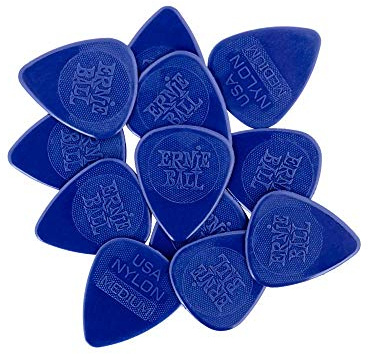Ernie Ball Lot de 12 médiators moyens en nylon, moulés par injection, 0,72 mm